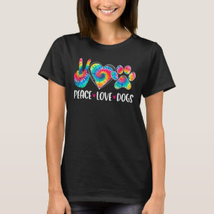 Peace Kärlek Hundar Tass Tie Dye Animals Rädding K T Shirt