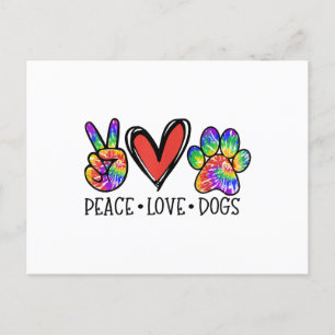 Peace Kärlek Hundar Tass Tie Dye Rainbow Rädda dju Helg Vykort