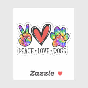 Peace Kärlek Hundar Tass Tie Dye Rainbow Rädda dju Klistermärken