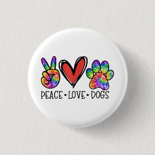 Peace Kärlek Hundar Tass Tie Dye Rainbow Rädda dju Knapp