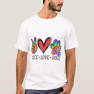 Peace Kärlek Hundar Tass Tie Dye Rainbow Rädda dju T Shirt