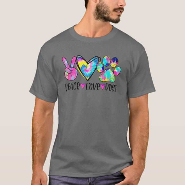 Peace Kärlek Hundar Tie Dye Hund Tass Hund Hund äl T Shirt (Framsida)