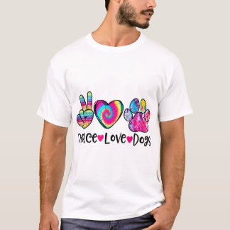 Peace Kärlek Hundar Tie Dye Hund Tass Hund Mammor T Shirt
