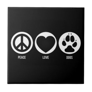 Peace Kärlek Hundar Tile Kakelplatta