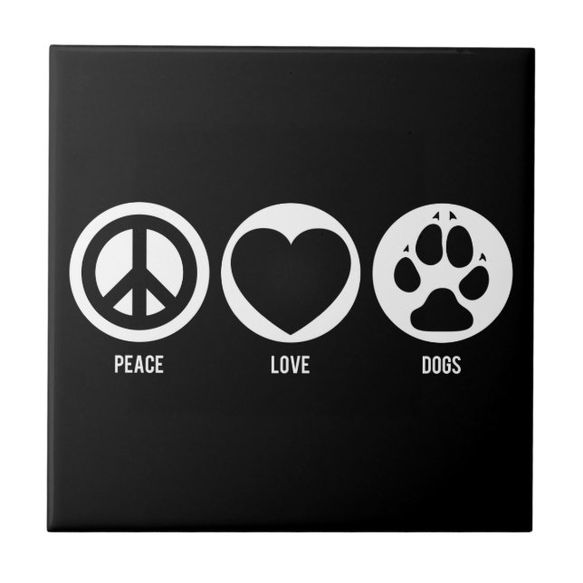 Peace Kärlek Hundar Tile Kakelplatta (Framsidan)