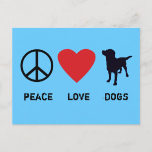 Peace Kärlek Hundar Vykort