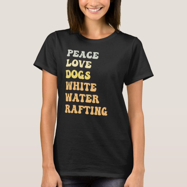 Peace Kärlek Hundar White Vatten Raiting Retro T Shirt (Framsida)