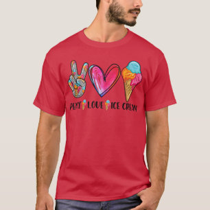 Peace Kärlek Ice Cream Cute for Girls Tonåringar W T Shirt