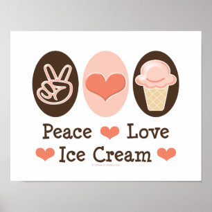 Peace Kärlek Ice Cream Poster Skriv ut