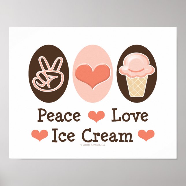 Peace Kärlek Ice Cream Poster Skriv ut (Framsidan)