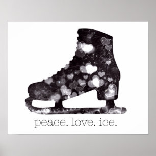 Peace Kärlek Ice Figur Skating Art av S Szczucki Poster
