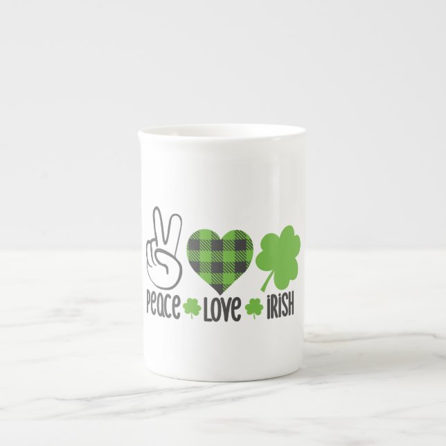 Peace Kärlek Irish-60682 Benporslin Mugg (Framsidan)