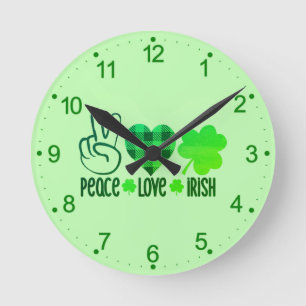 Peace Kärlek Irish-66677 Rund Klocka