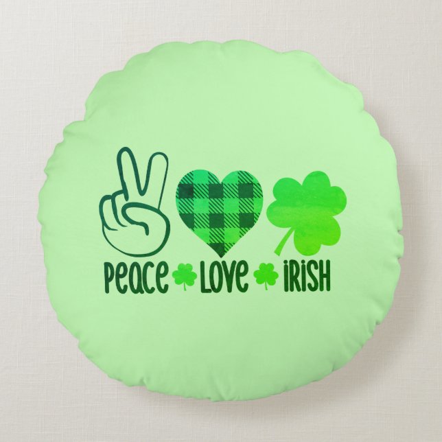 Peace Kärlek Irish-66677 Rund Kudde (Framsidan)