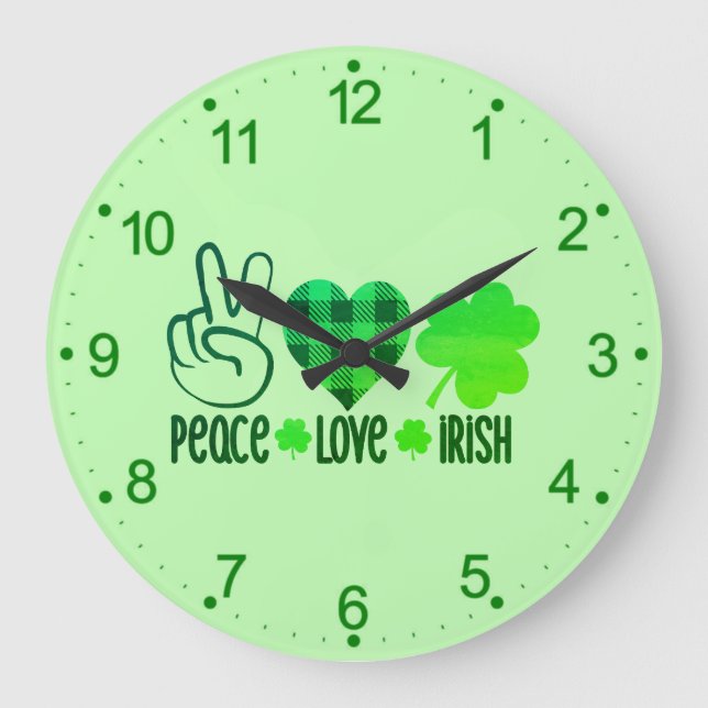 Peace Kärlek Irish-66677 Stor Klocka (Framsida)