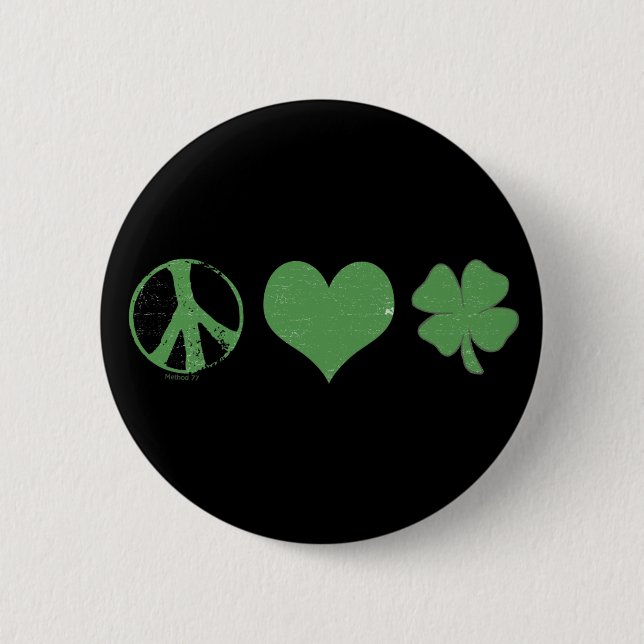 Peace Kärlek Irish Button Knapp (Framsida)