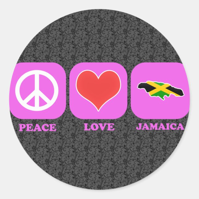 Peace Kärlek Jamaica Runt Klistermärke (Framsida)