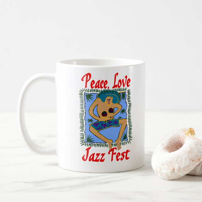 Peace Kärlek Jazz Fest lägg till text Kaffemugg (Med munk)