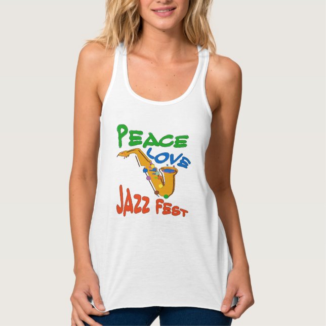 Peace Kärlek Jazz Fest Sax Linne Med Racerback (Framsida)