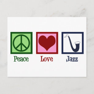 Peace Kärlek Jazz Music Saxophone Vykort