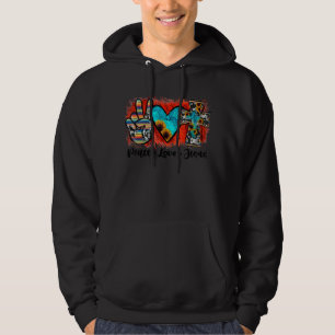 Peace Kärlek Jesus Leopard Western Cowhide Serape Hoodie