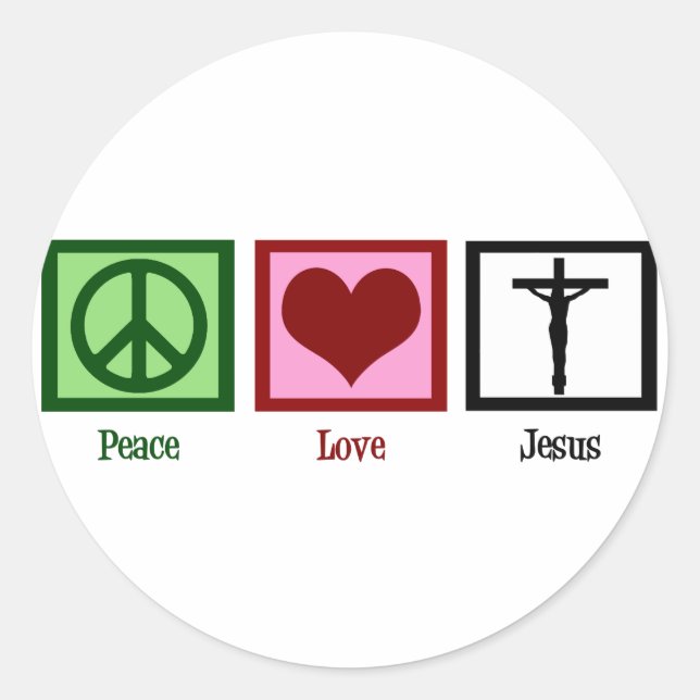 Peace Kärlek Jesus Runt Klistermärke (Framsida)