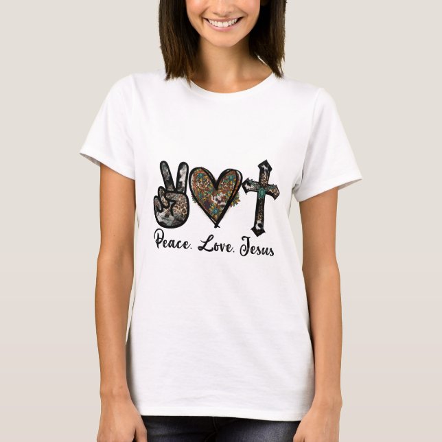 Peace Kärlek Jesus T Shirt (Framsida)