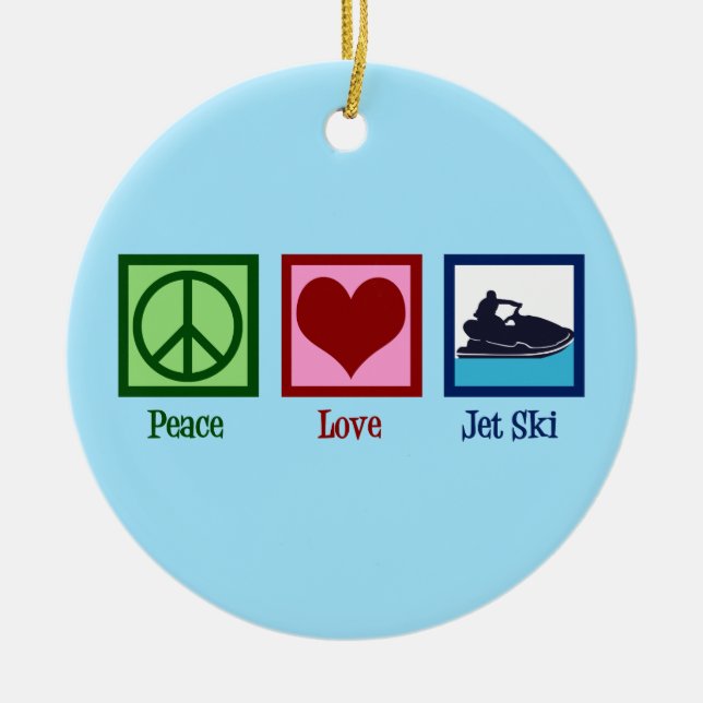 Peace Kärlek Jet Ski Julgransprydnad Keramik (Framsidan)