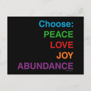Peace Kärlek Joy Abundance Postkort Vykort