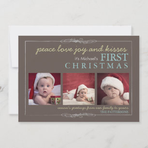 Peace Kärlek Joy Baby, första julfotoportet Julkort
