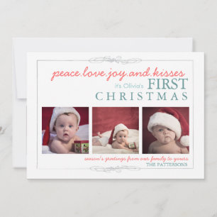 Peace Kärlek Joy Baby, första julfotoportet Julkort