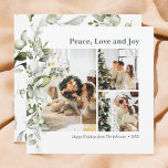 Peace Kärlek Joy Berry Lämnar Photo Helgdag Card Julkort<br><div class="desc">Det moderna fotojulkortet har helgdag,  fred,  Kärlek och Joy hälsning med foto och botaniska bär och löv.</div>