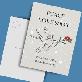 Peace Kärlek Joy Bird Red Berry Snö jul Vykort