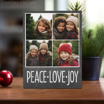 Peace Kärlek Joy Chalkboard 4 Photo Collage Helg Vykort<br><div class="desc">Använda 4 kvadratisk eller instagram bilder för att göra ett unikt och trendig God jul memento. Om du vill flytta något runt klickar du på knappen Anpassa för att göra ändringar.</div>