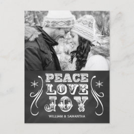 Peace Kärlek Joy Chalkboard Helgdag vykort