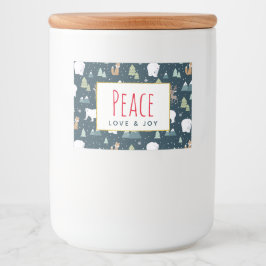 Peace Kärlek & Joy Cute Jul Animals Mönster Mat Etiketter