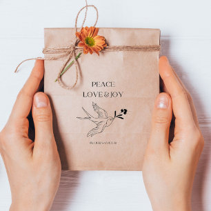 Peace Kärlek Joy Faith jul Snö Bird Berries Stämpel