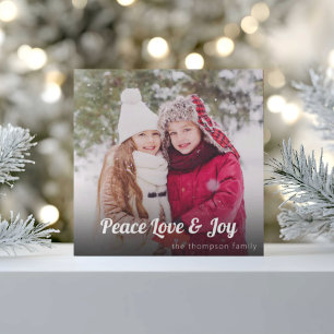 Peace Kärlek Joy-familjens fotojulkort - Helgdag Julkort