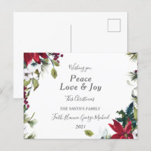 Peace Kärlek Joy Family God jul-vykort
