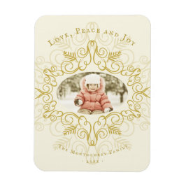 Peace Kärlek Joy Festive Foliage Deco Helgdag Phot Magnet