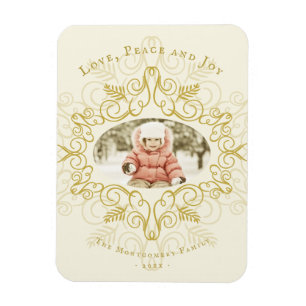Peace Kärlek Joy Festive Foliage Deco Helgdag Phot Magnet