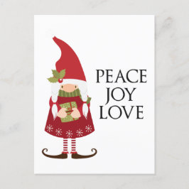 Peace Kärlek Joy Girl Gnome Helg Vykort