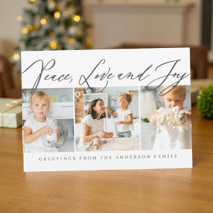 Peace Kärlek & Joy God jul Modern Chic Photo Julkort