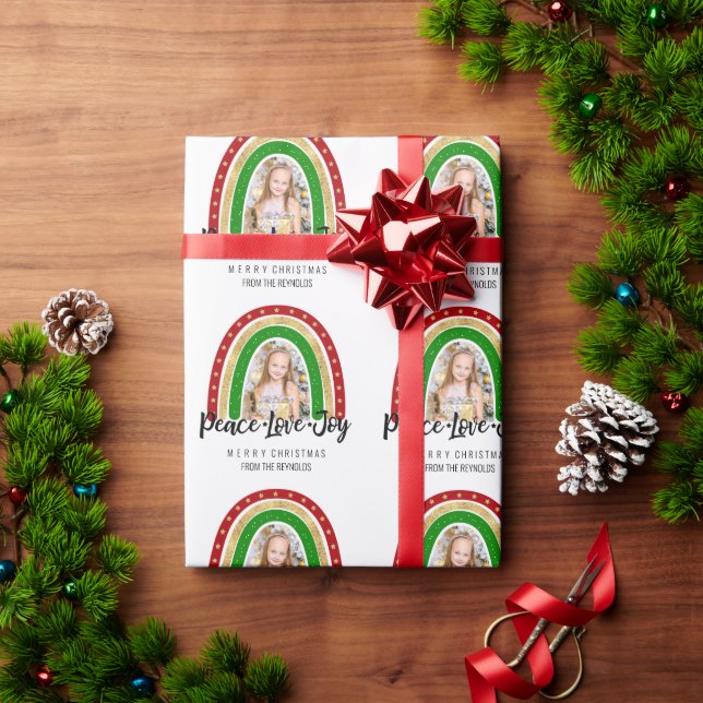 Peace Kärlek Joy God jul Rainbow Photo Presentpapper (Julgåva)