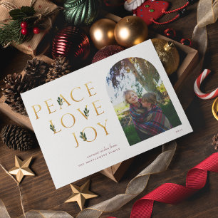 Peace Kärlek Joy Golden Photo Julkort