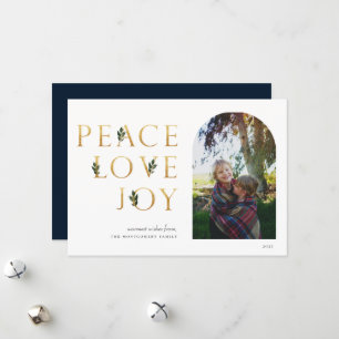 Peace Kärlek Joy Golden Photo Julkort