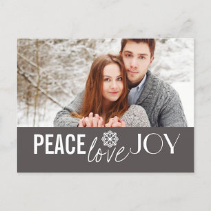 Peace Kärlek Joy Grått Snowflake Helgdag Postkort Helg Vykort