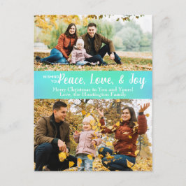 Peace Kärlek Joy Grönt Iridescent Helgdag Photo Vykort