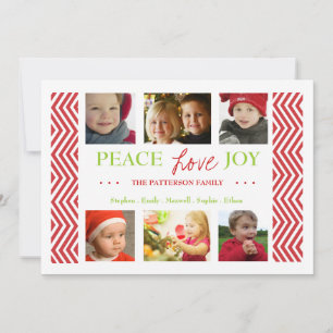 Peace Kärlek Joy Helgdag Chevron Photo Card Hälsni Julkort