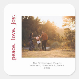 Peace Kärlek Joy Helgdag-julfamiljfoto Fyrkantigt Klistermärke